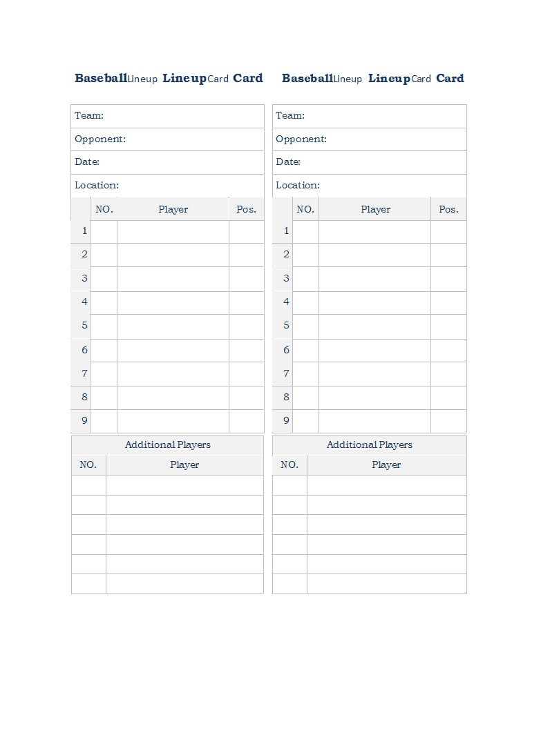 33 Printable Baseball Lineup Templates [Free Download] ᐅ With Free Baseball Lineup Card Template