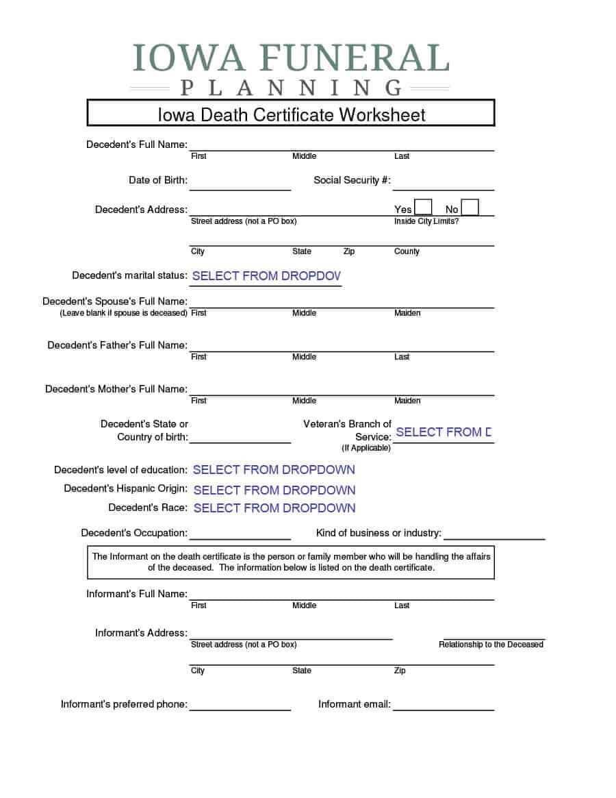 37 Blank Death Certificate Templates [100% Free] ᐅ Template Lab For Fake Death Certificate Template