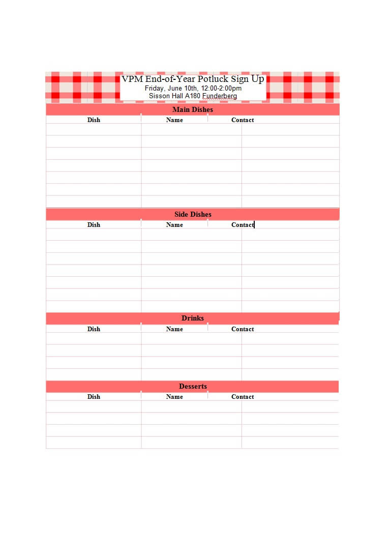 38 Best Potluck Sign Up Sheets (For Any Occasion) ᐅ Intended For Potluck Signup Sheet Template Word