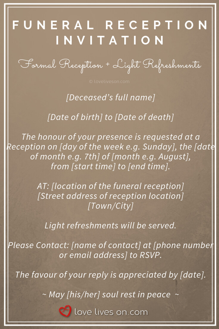 39 Best Funeral Reception Invitations | Funeral Reception In Funeral Invitation Card Template