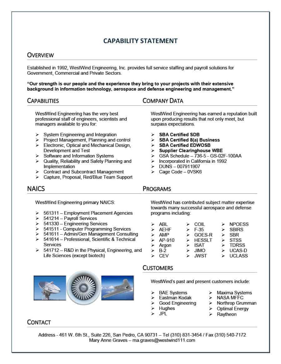 39 Effective Capability Statement Templates (+ Examples) ᐅ With Regard To Capability Statement Template Word