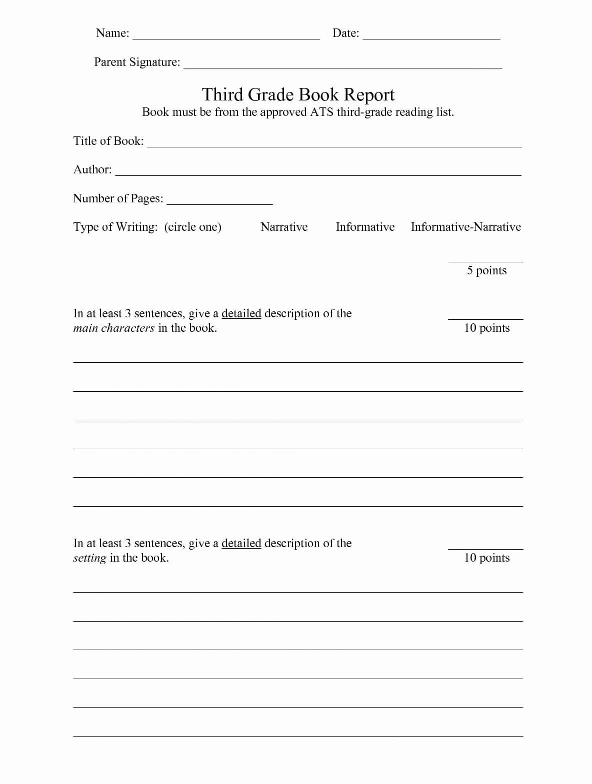 3Rd Grade Book Report Template 1St To 5Th One Platform For Pertaining To 1St Grade Book Report Template