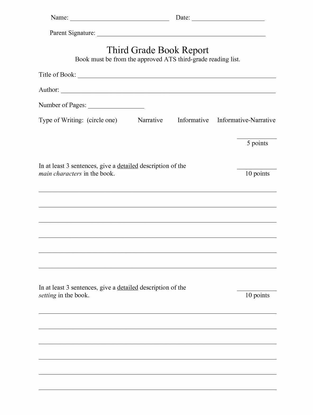 3Rd Grade Book Report Template 1St To 5Th One Platform For Pertaining To 1St Grade Book Report Template