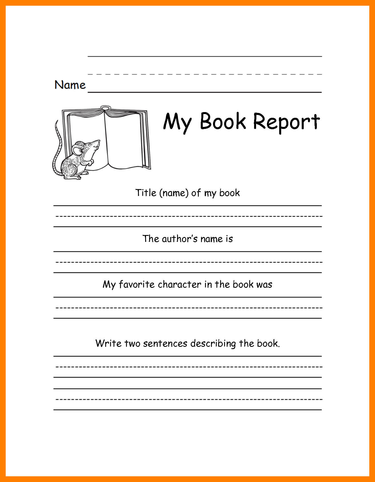 3Rd Grade Book Report Template | Meetpaulryan Regarding Book Report Template 3Rd Grade