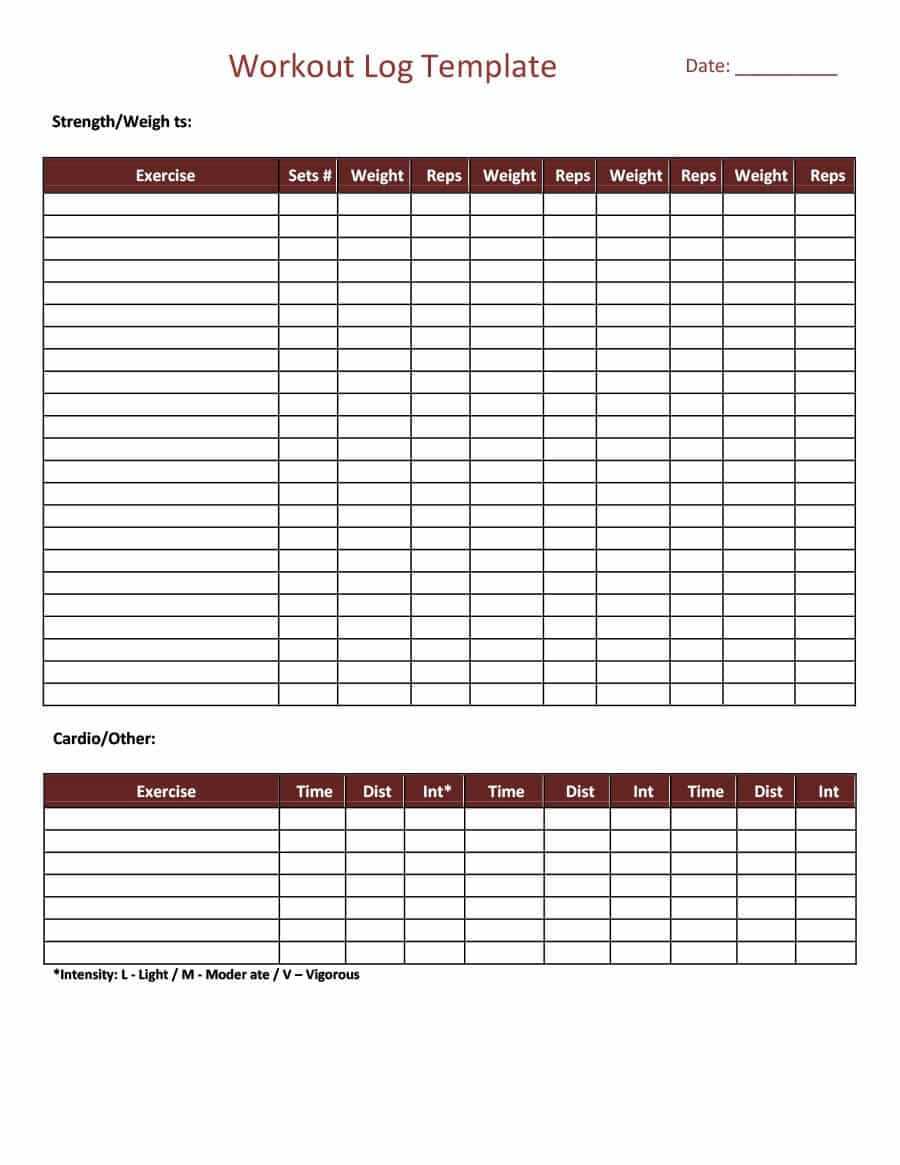 40+ Effective Workout Log & Calendar Templates ᐅ Template Lab Regarding Blank Workout Schedule Template