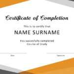 40 Fantastic Certificate Of Completion Templates [Word In Certificate Of Completion Template Free Printable