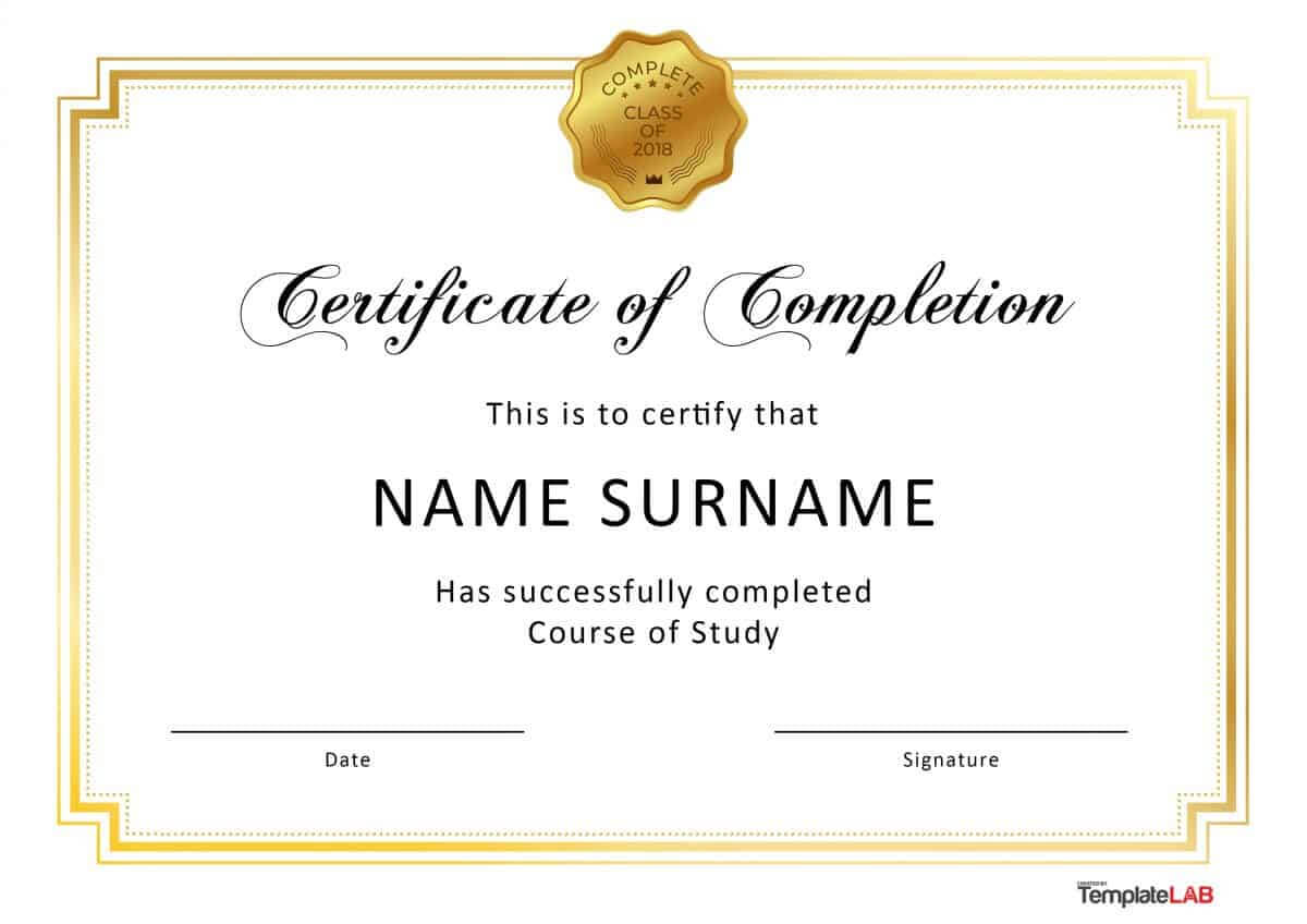 40 Fantastic Certificate Of Completion Templates [Word With Free Certificate Of Completion Template Word