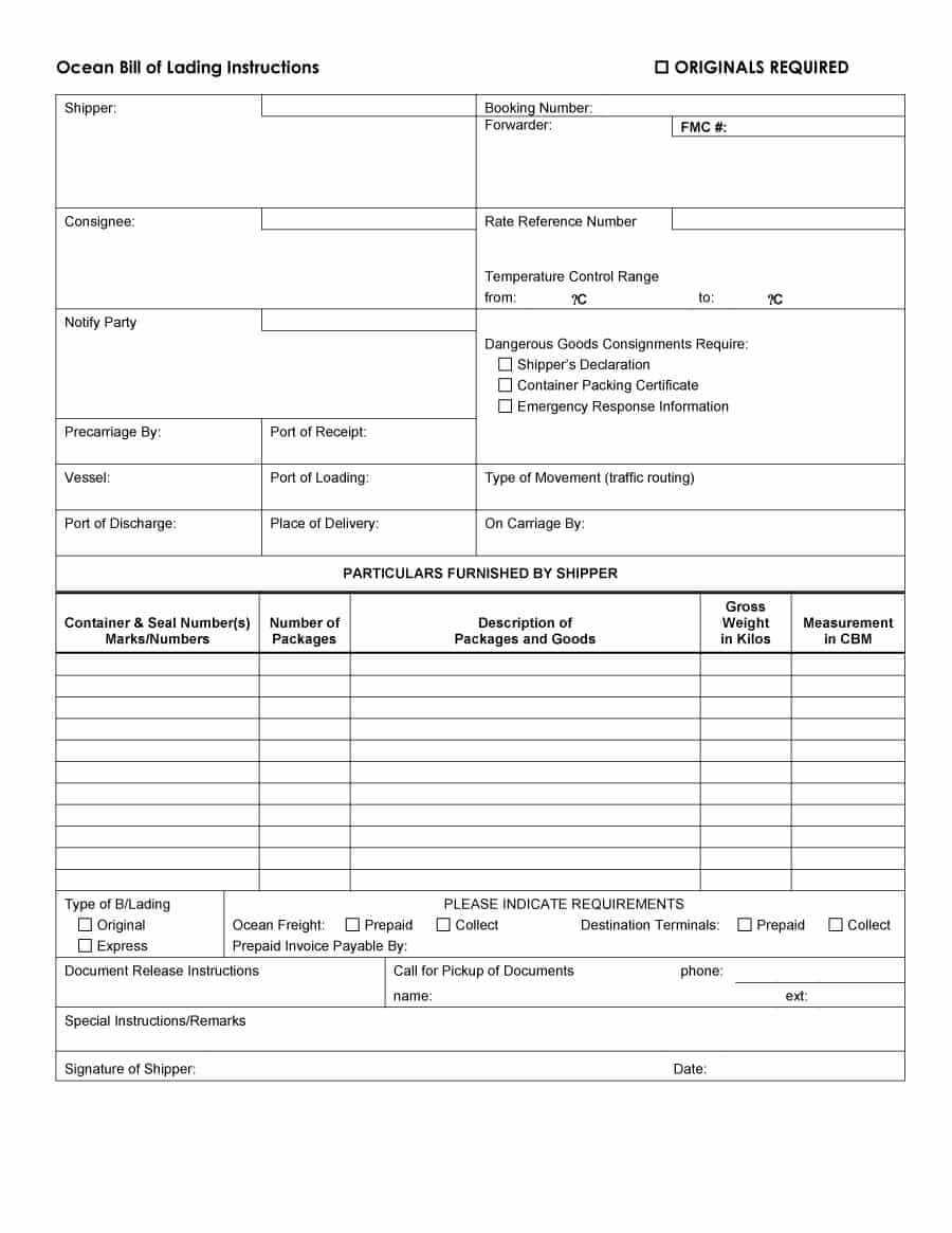 40 Free Bill Of Lading Forms & Templates ᐅ Template Lab Pertaining To Blank Bol Template