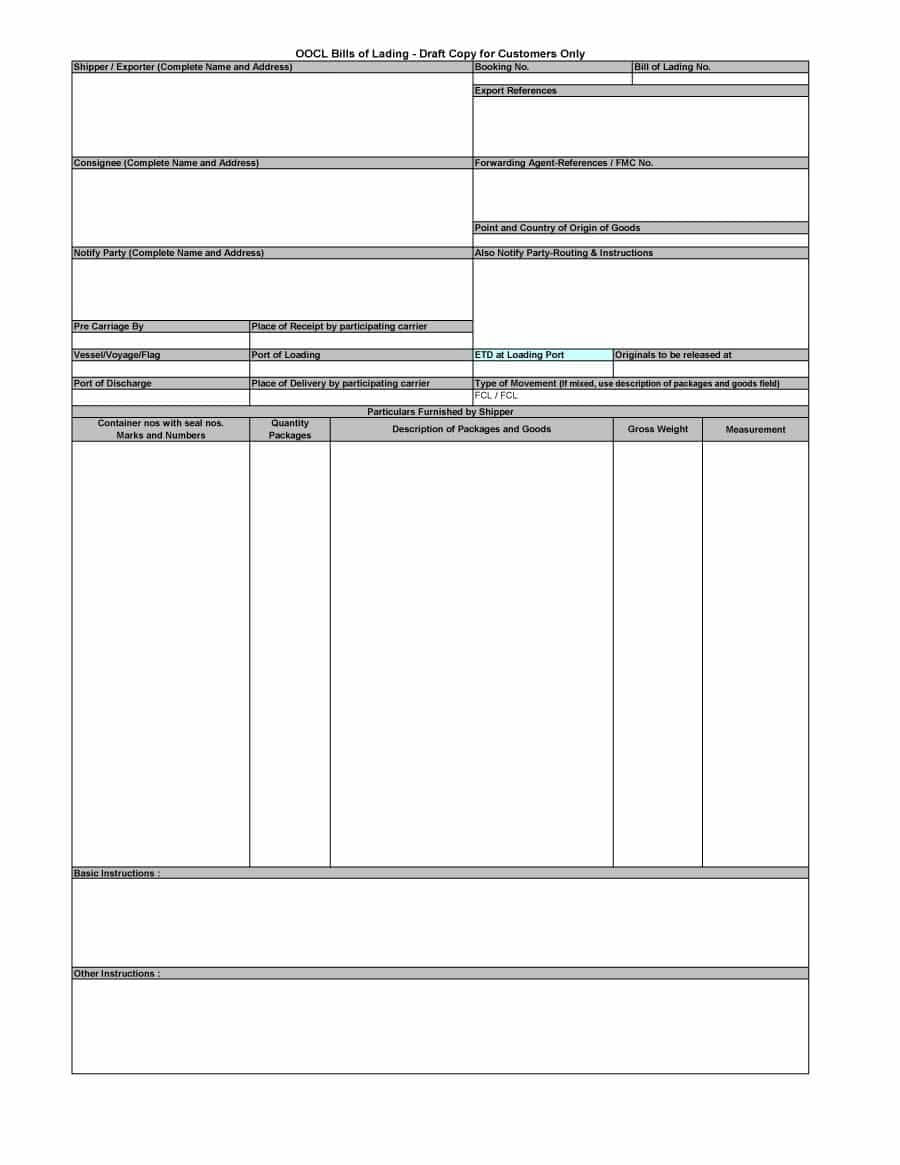 40 Free Bill Of Lading Forms & Templates ᐅ Template Lab Throughout Blank Bol Template