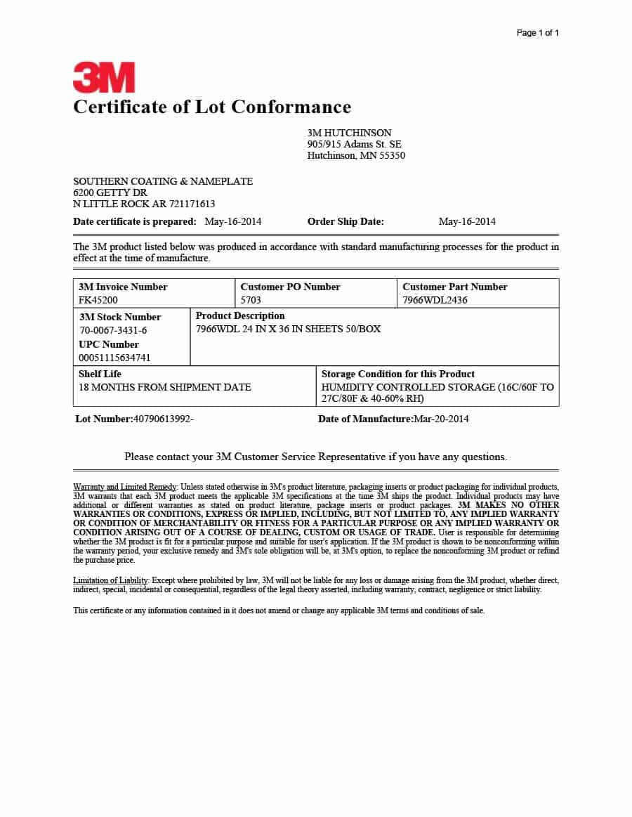 40 Free Certificate Of Conformance Templates & Forms ᐅ For Certificate Of Conformance Template