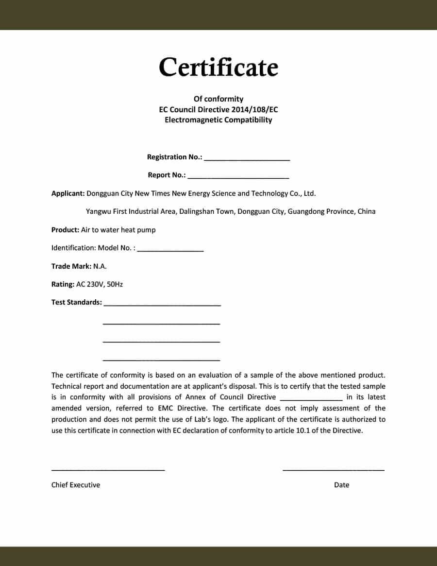 40 Free Certificate Of Conformance Templates & Forms ᐅ Inside Certificate Of Compliance Template