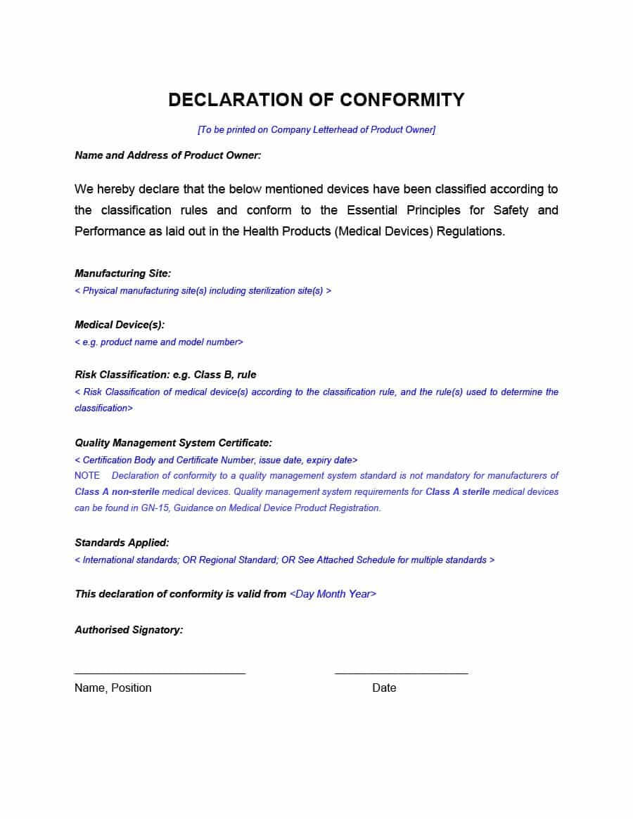 40 Free Certificate Of Conformance Templates & Forms ᐅ With Certificate Of Conformity Template