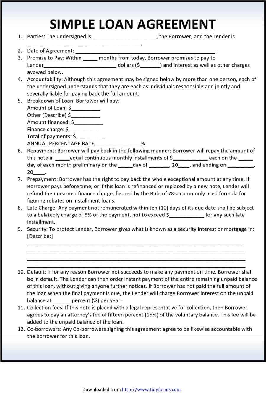 40+ Free Loan Agreement Templates [Word & Pdf] ᐅ Template Lab In Blank Loan Agreement Template
