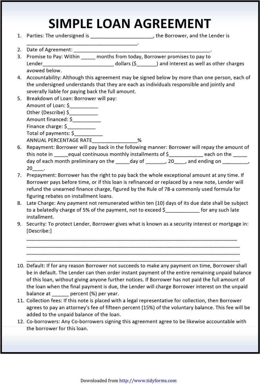 40+ Free Loan Agreement Templates [Word & Pdf] ᐅ Template Lab In Blank Loan Agreement Template