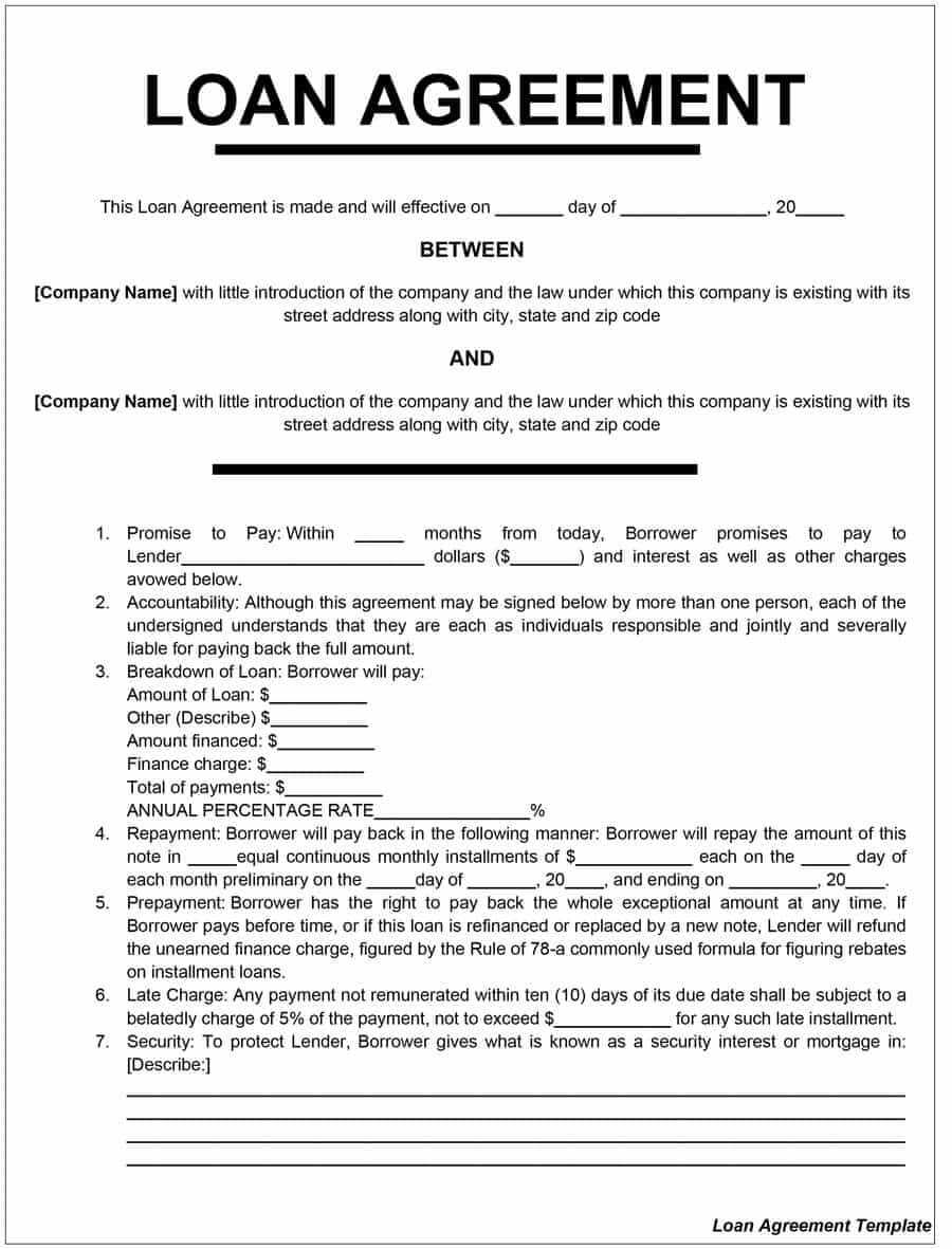 40+ Free Loan Agreement Templates [Word & Pdf] ᐅ Template Lab Intended For Blank Loan Agreement Template