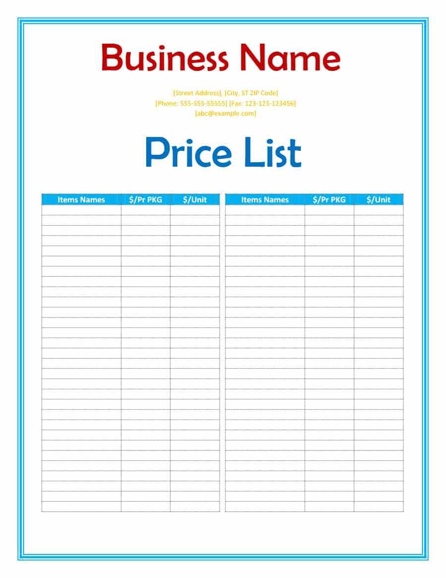 40 Free Price List Templates (Price Sheet Templates) ᐅ In Rate Card Template Word