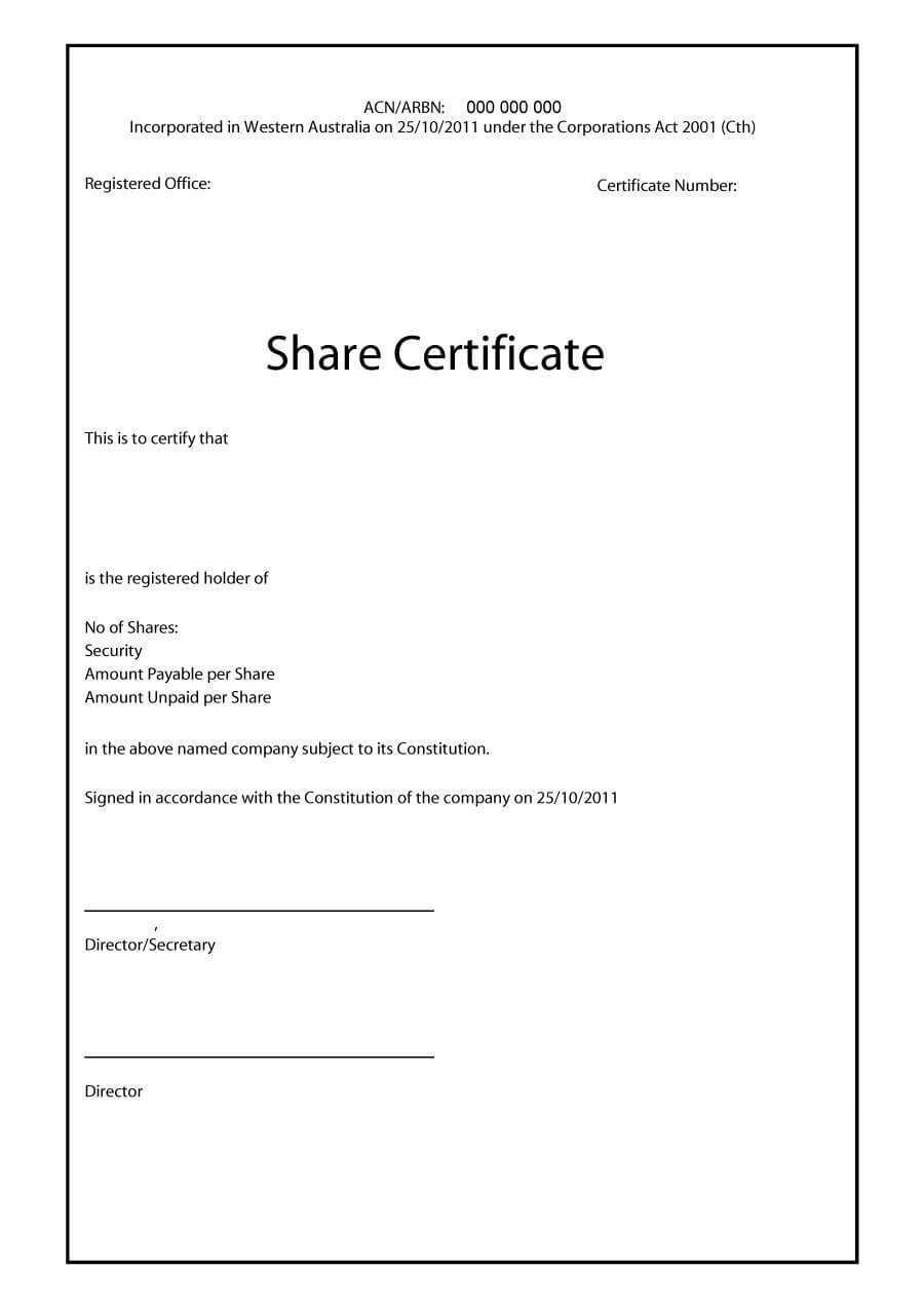 40+ Free Stock Certificate Templates (Word, Pdf) ᐅ Template Lab For Shareholding Certificate Template