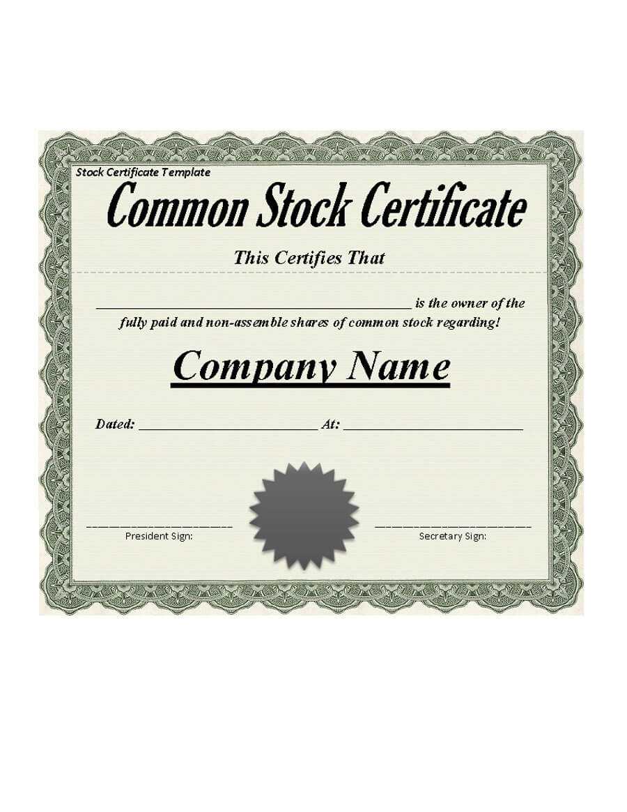 40+ Free Stock Certificate Templates (Word, Pdf) ᐅ Template Lab Throughout Blank Share Certificate Template Free