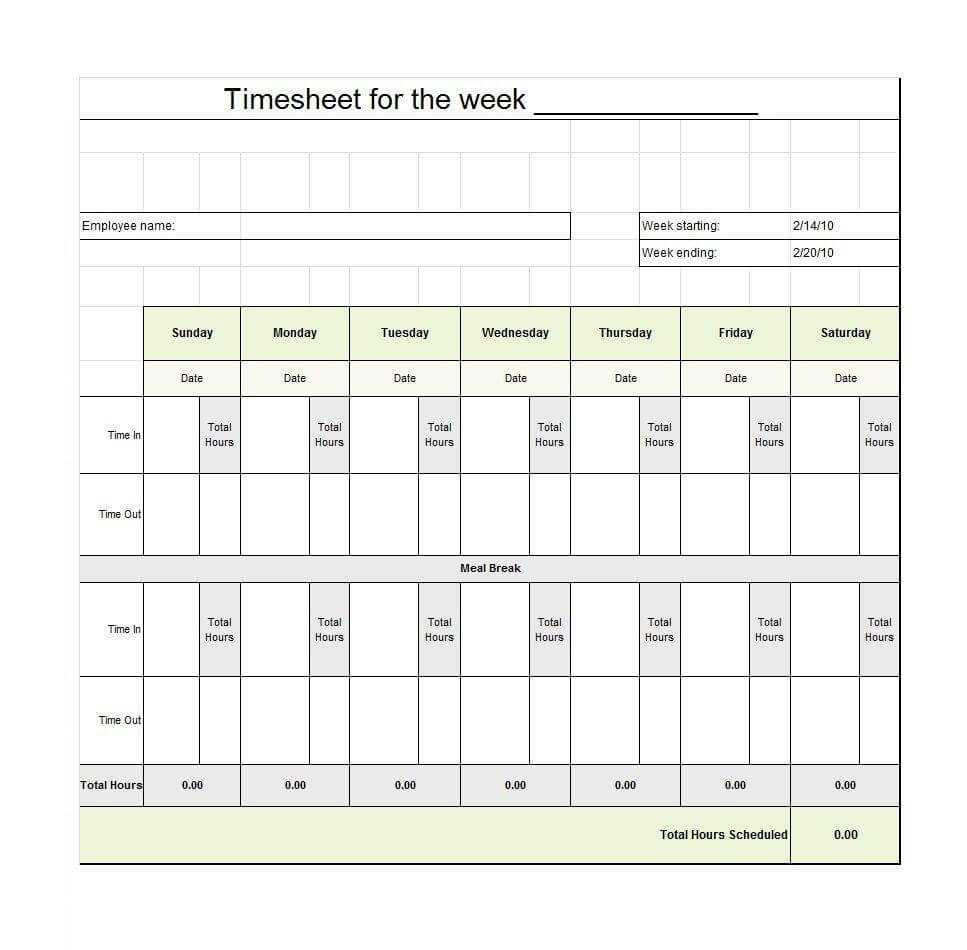 40 Free Timesheet / Time Card Templates ᐅ Template Lab Pertaining To Weekly Time Card Template Free