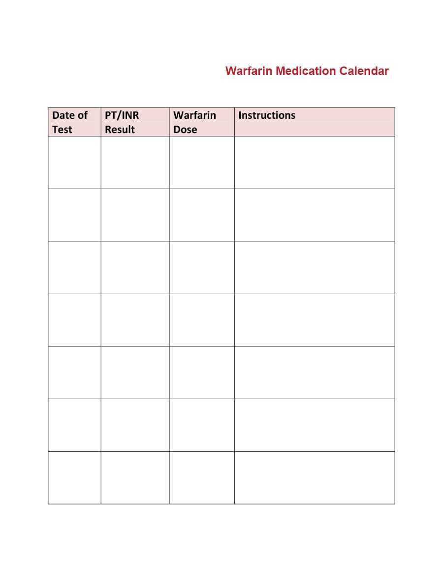 40 Great Medication Schedule Templates (+Medication Calendars) Regarding Blank Medication List Templates