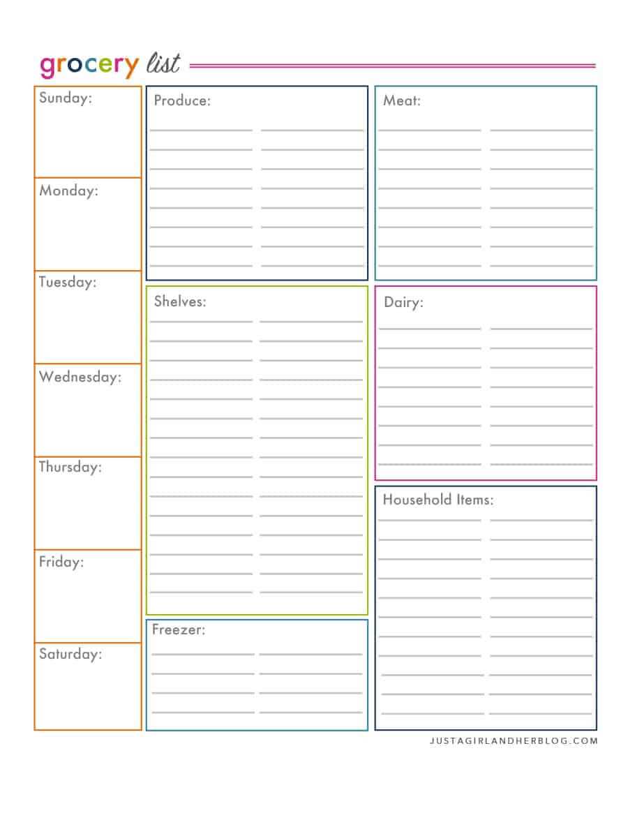 40+ Printable Grocery List Templates (Shopping List) ᐅ In Blank Grocery Shopping List Template