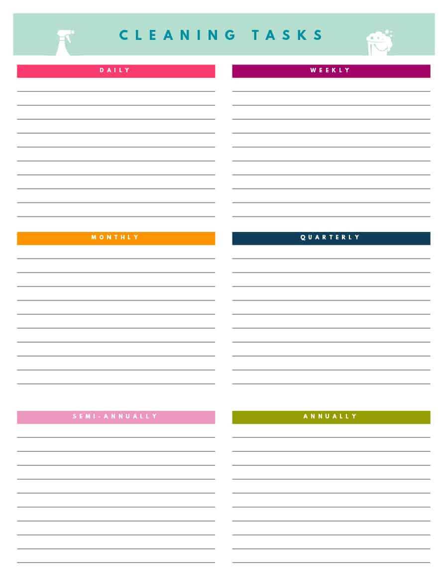 40 Printable House Cleaning Checklist Templates ᐅ Template Lab With Blank Cleaning Schedule Template