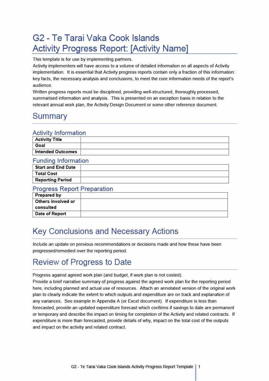 40+ Project Status Report Templates [Word, Excel, Ppt] ᐅ In Section 37 Report Template