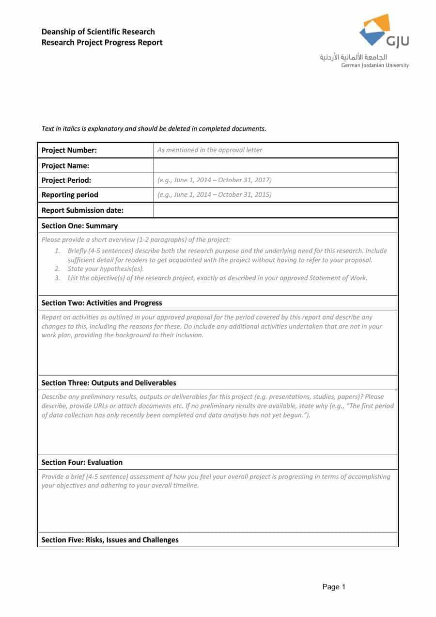 40+ Project Status Report Templates [Word, Excel, Ppt] ᐅ Pertaining To Research Project Progress Report Template