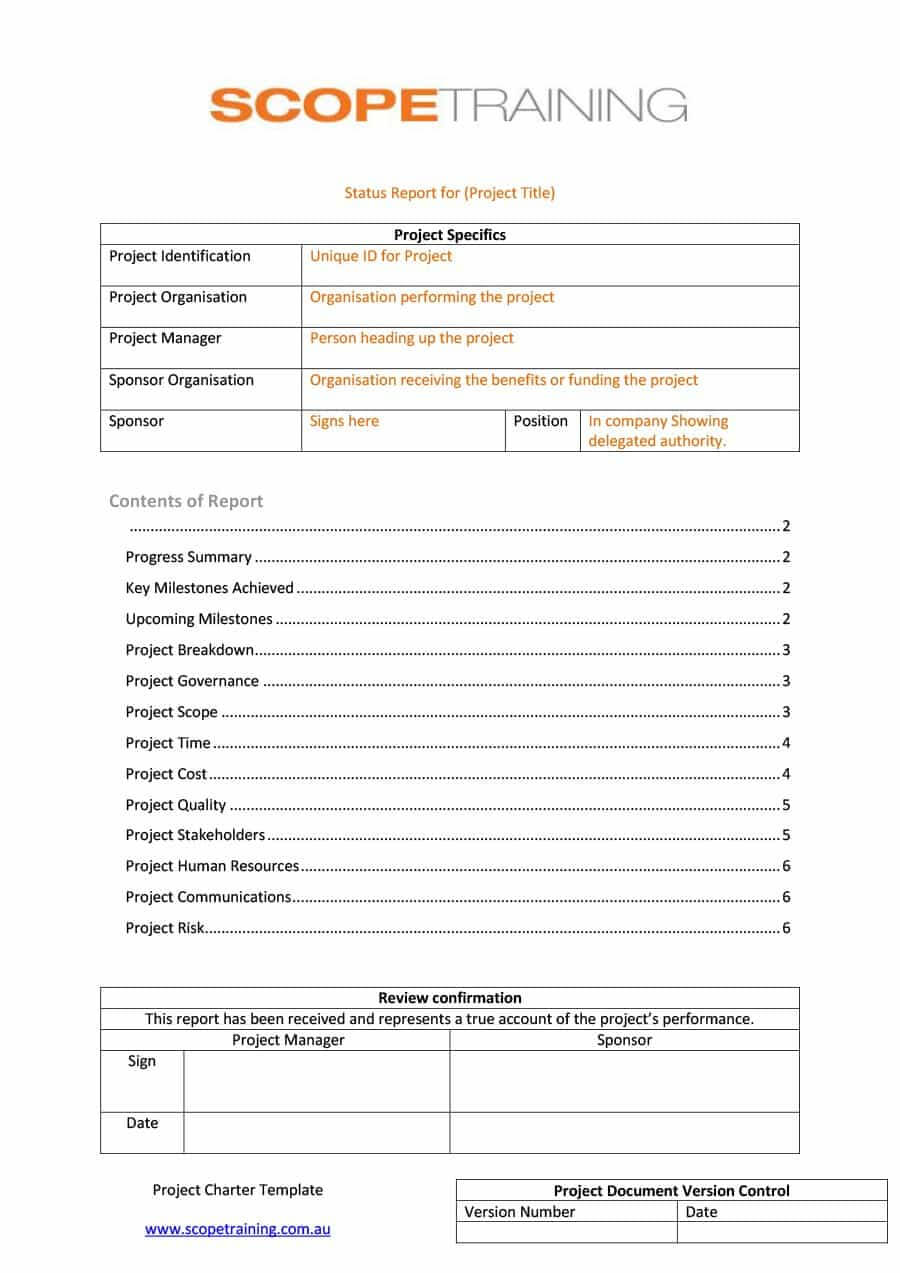 40+ Project Status Report Templates [Word, Excel, Ppt] ᐅ Regarding Section 37 Report Template