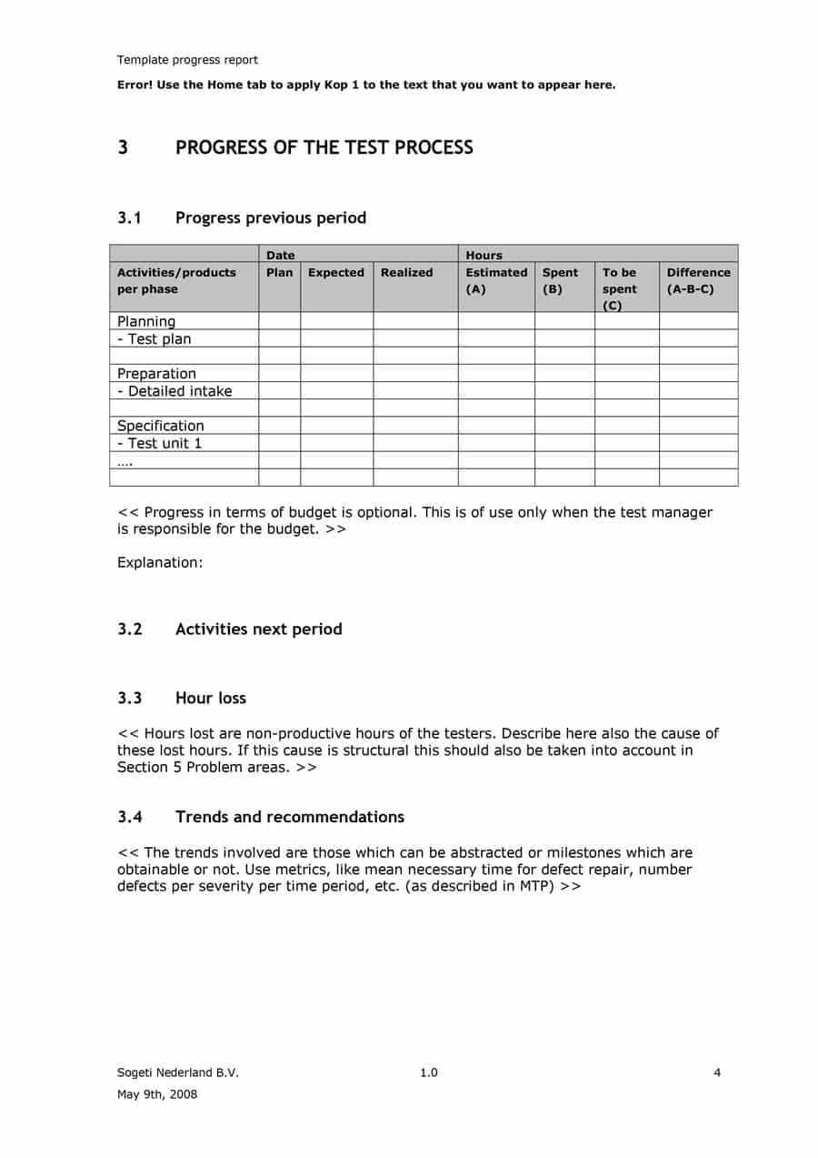 40+ Project Status Report Templates [Word, Excel, Ppt] ᐅ Within Section 37 Report Template