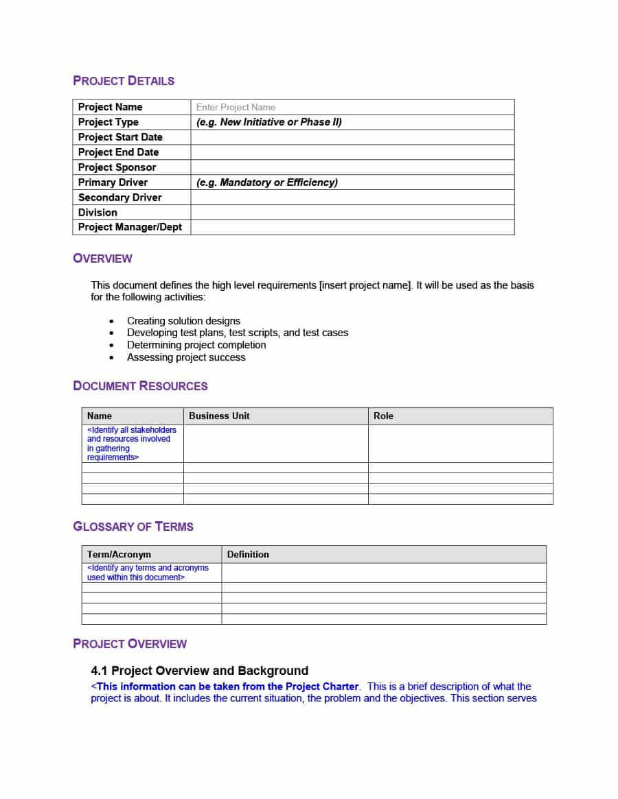 40+ Simple Business Requirements Document Templates ᐅ In Report Specification Template