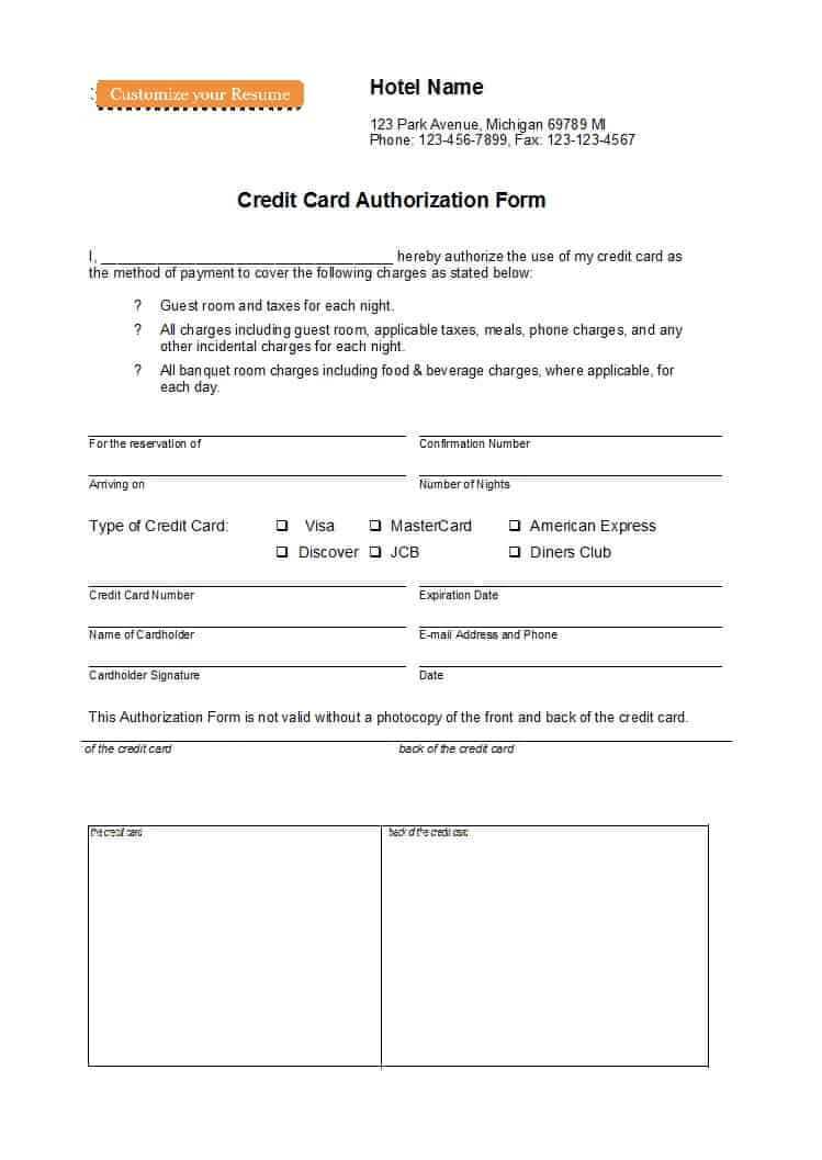 41 Credit Card Authorization Forms Templates {Ready To Use} For Credit Card On File Form Templates