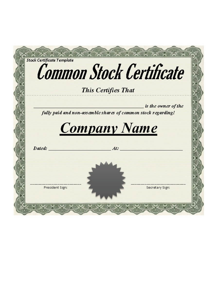 41 Free Stock Certificate Templates (Word, Pdf) – Free Inside Share Certificate Template Australia