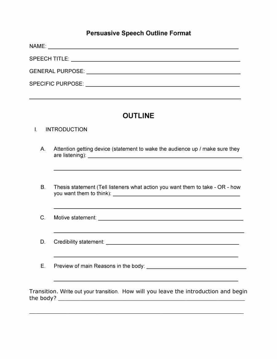 43 Informative Speech Outline Templates &amp; Examples inside Speech Outline Template Word