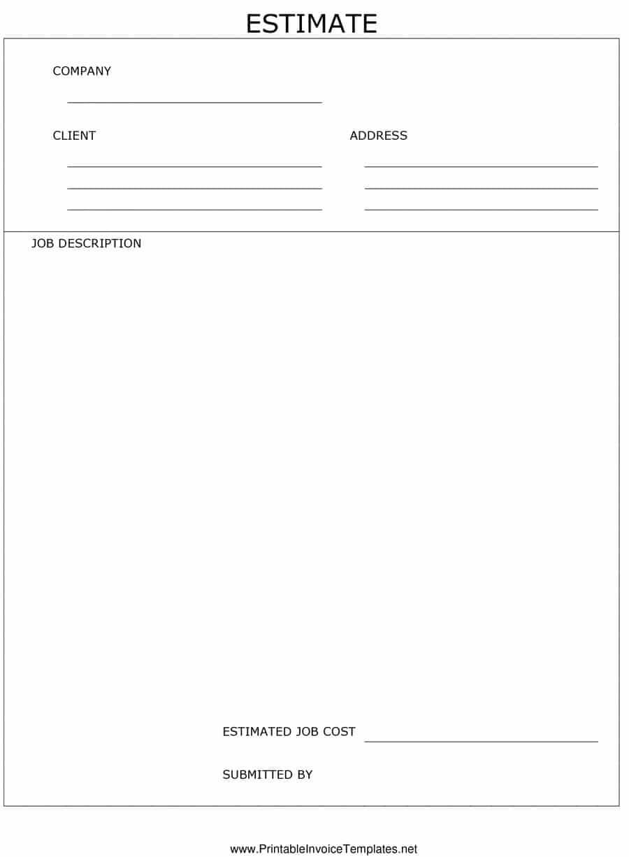 44 Free Estimate Template Forms [Construction, Repair With Blank Estimate Form Template