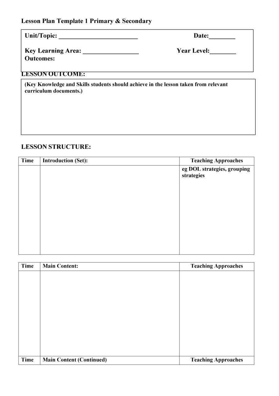 44 Free Lesson Plan Templates [Common Core, Preschool, Weekly] Throughout Blank Preschool Lesson Plan Template