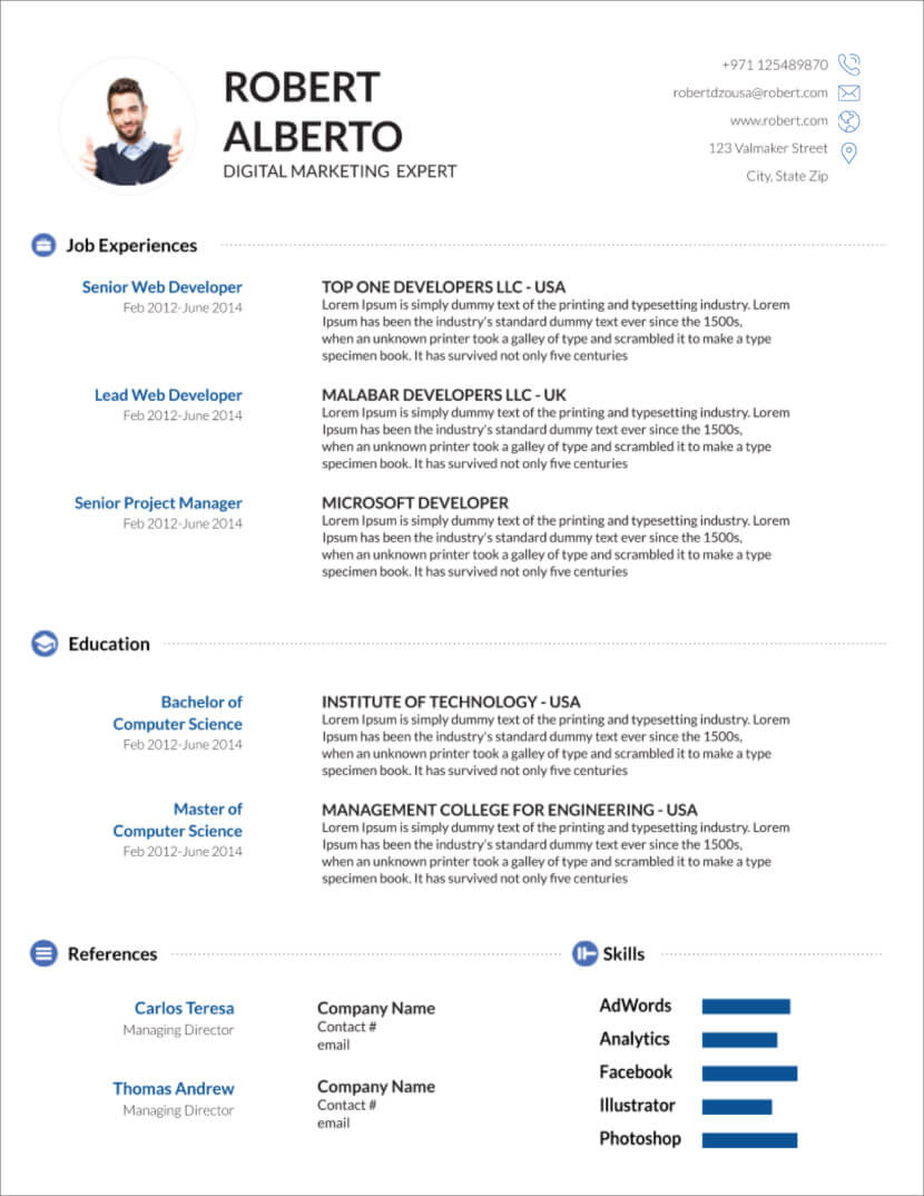 45 Free Modern Resume / Cv Templates – Minimalist, Simple For How To Make A Cv Template On Microsoft Word