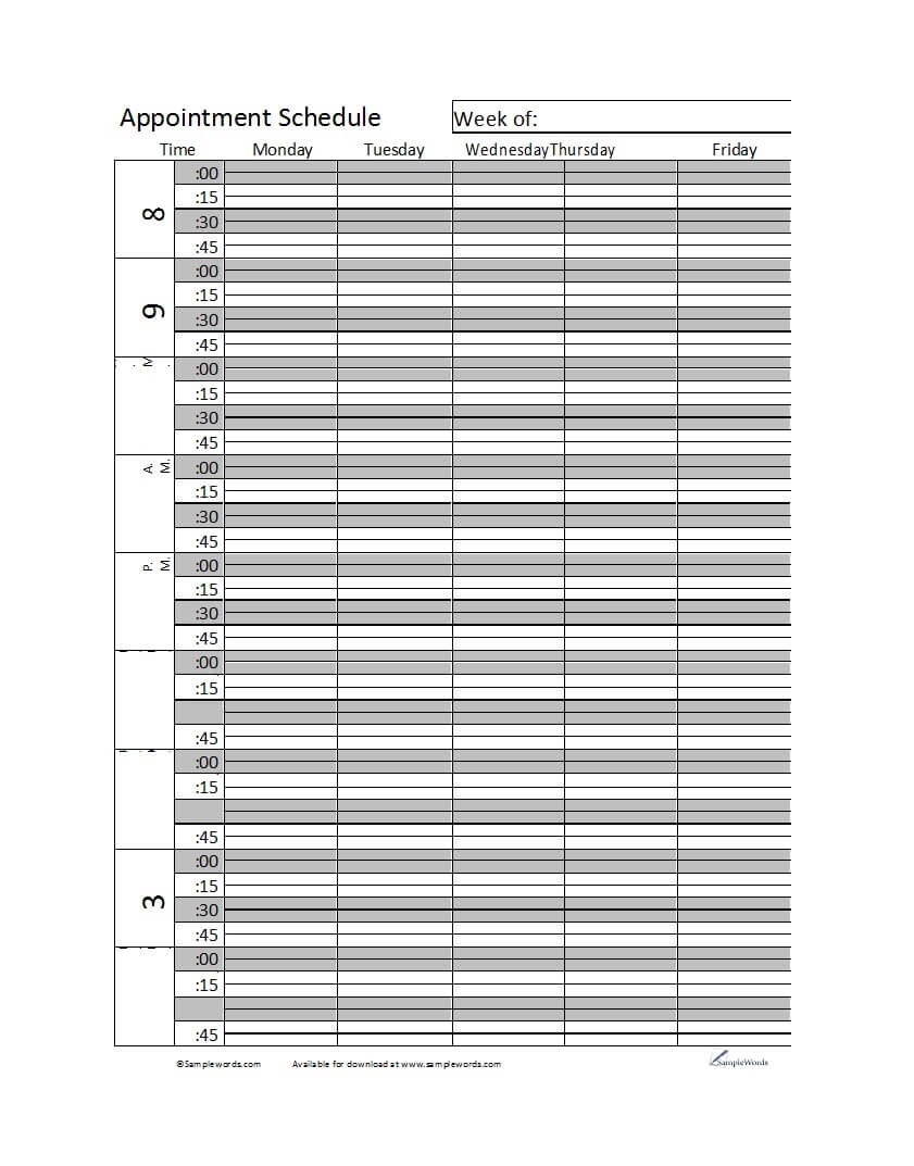 45 Printable Appointment Schedule Templates [& Appointment In Appointment Sheet Template Word