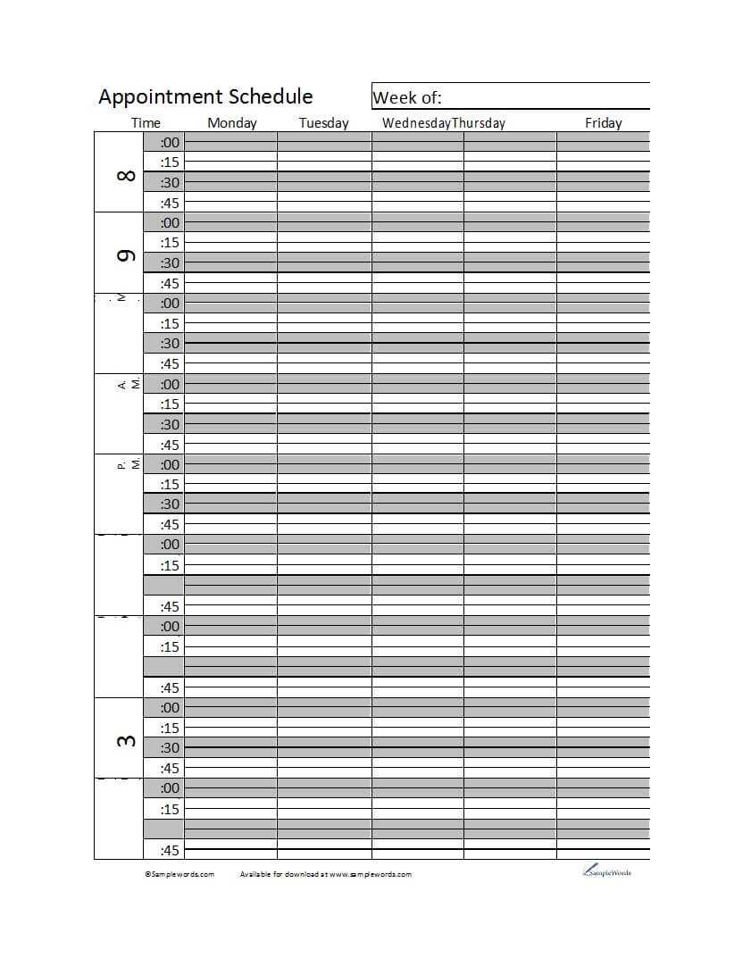 45 Printable Appointment Schedule Templates [& Appointment In Appointment Sheet Template Word