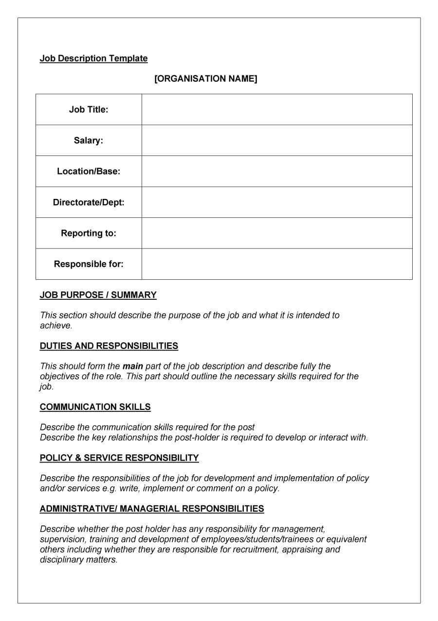 47 Job Description Templates &amp; Examples ᐅ Template Lab with Job Descriptions Template Word