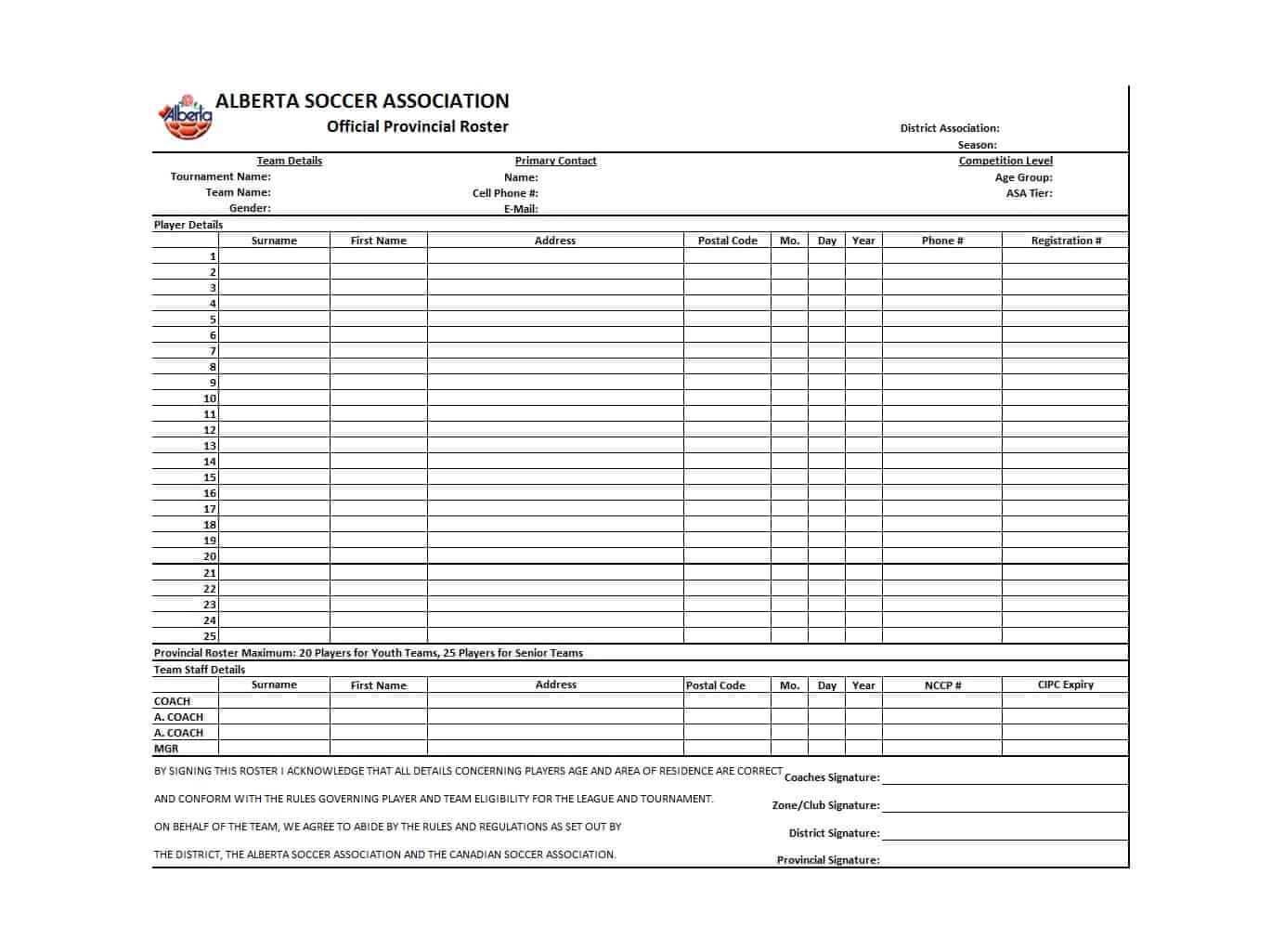 49 Printable Soccer Roster Templates (Soccer Lineup Sheets) ᐅ Inside Soccer Report Card Template