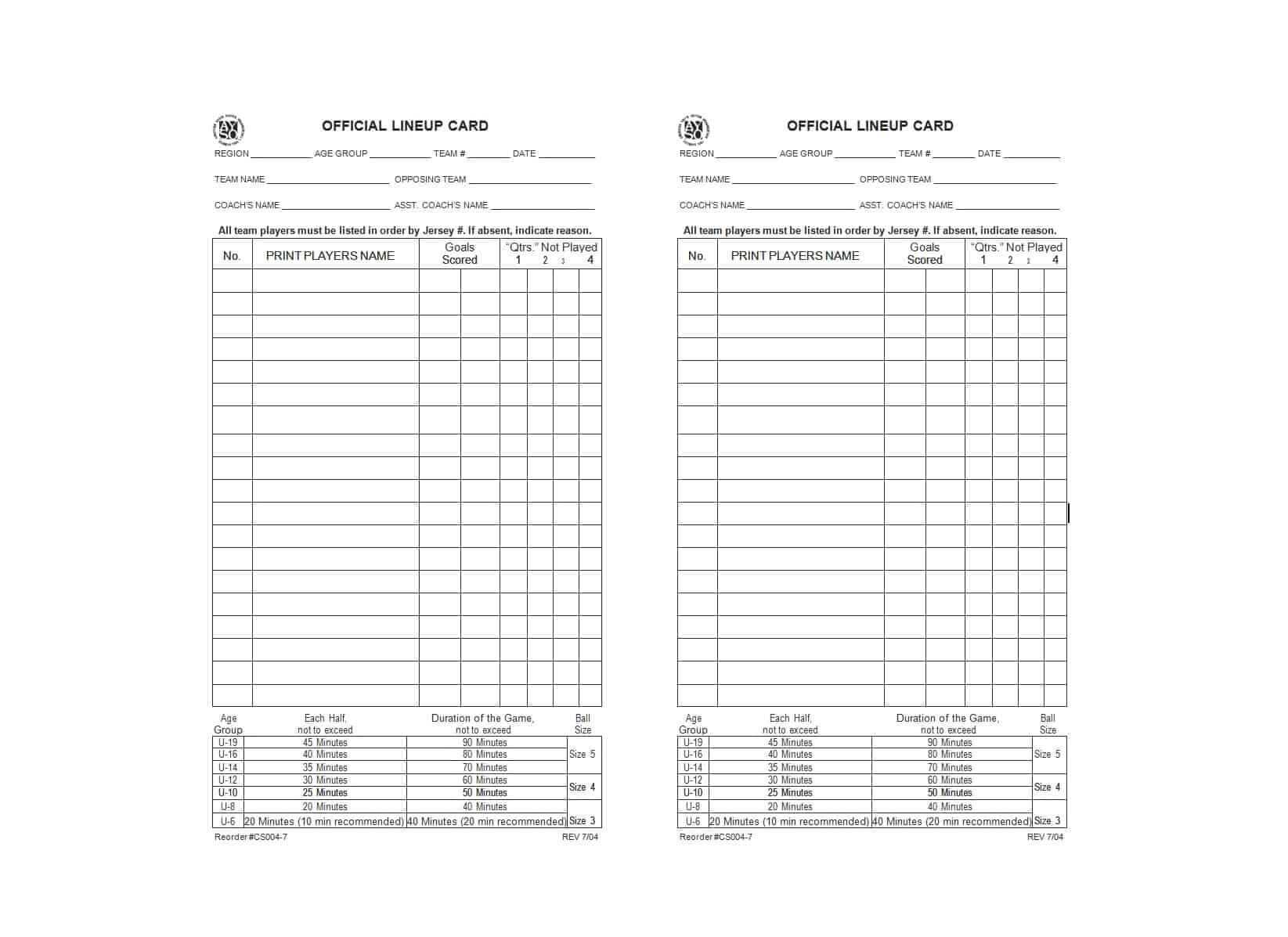 49 Printable Soccer Roster Templates (Soccer Lineup Sheets) ᐅ Within Soccer Referee Game Card Template