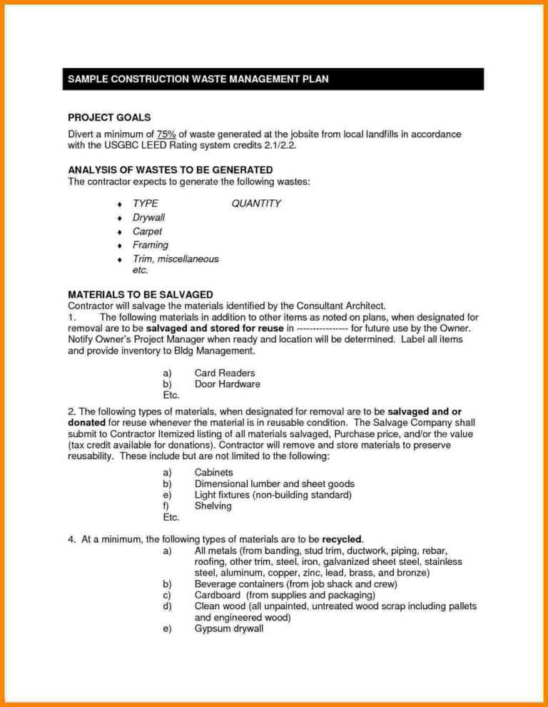 Waste Management Report Template