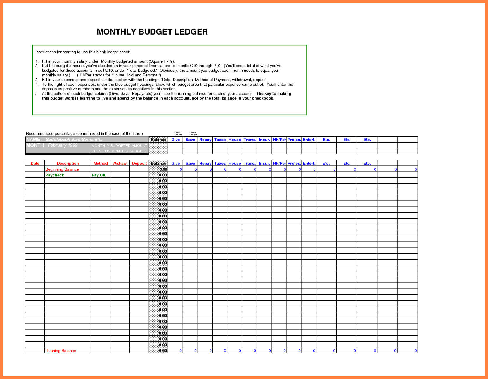 5+ Free Bookkeeping Ledger Template | Andrew Gunsberg Inside Blank Ledger Template