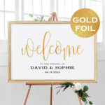 5 Sizes Gold Foil Wedding Welcome Sign Template Printable | Etsy With Regard To Staples Banner Template