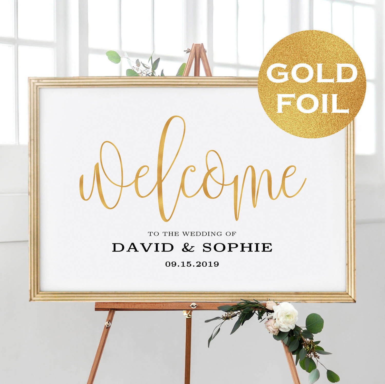 5 Sizes Gold Foil Wedding Welcome Sign Template Printable | Etsy With Regard To Staples Banner Template