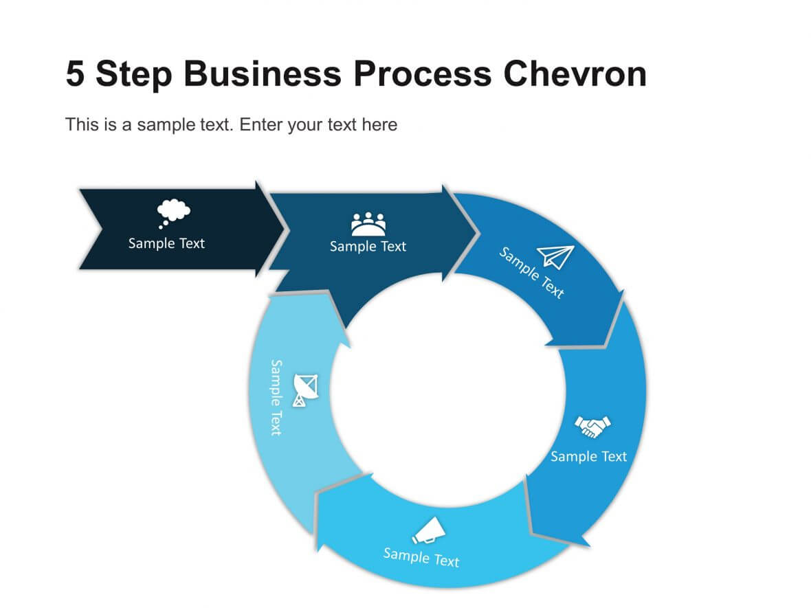 5 Step Business Process Chevron Diagram Template | Chevron In Powerpoint Chevron Template