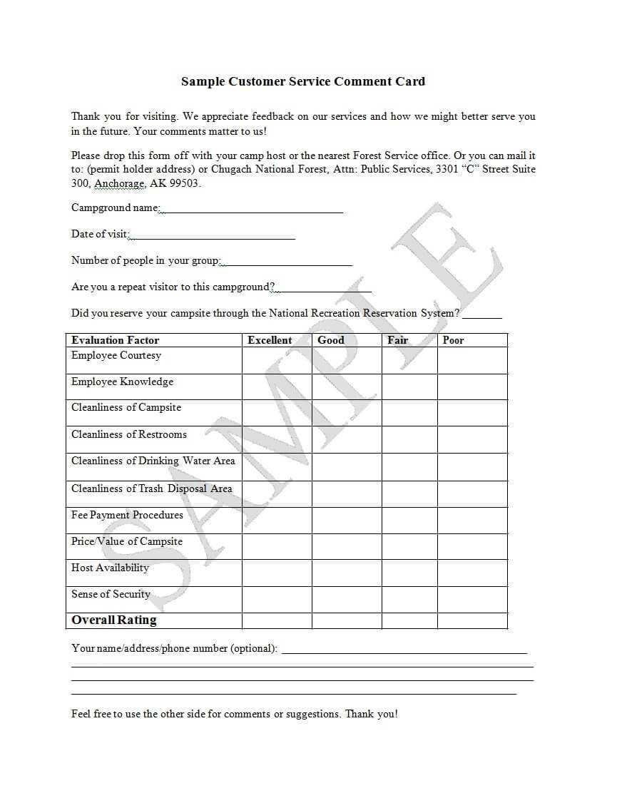 50 Printable Comment Card & Feedback Form Templates ᐅ Pertaining To Comment Cards Template