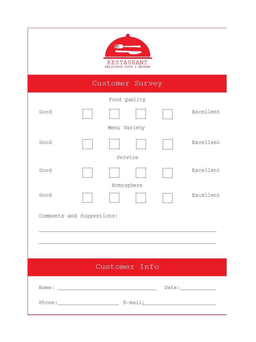 50 Printable Comment Card & Feedback Form Templates ᐅ Pertaining To Restaurant Comment Card Template