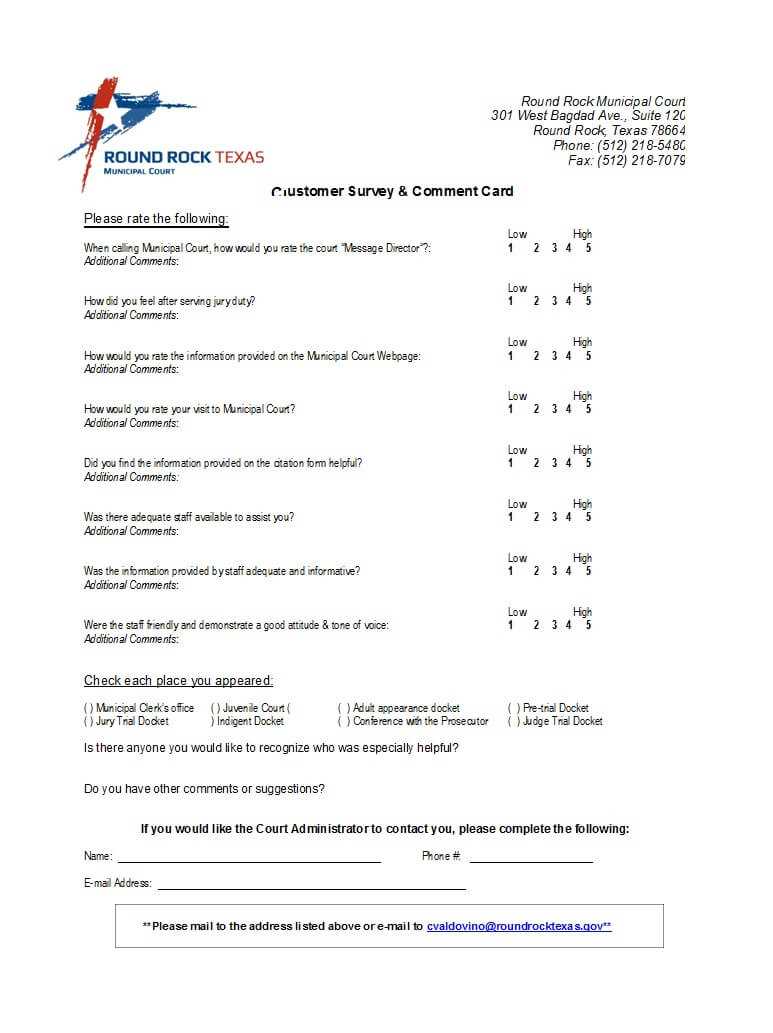 50 Printable Comment Card & Feedback Form Templates ᐅ Throughout Comment Cards Template